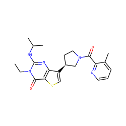 CCn1c(NC(C)C)nc2c([C@H]3CCN(C(=O)c4ncccc4C)C3)csc2c1=O ZINC000299862571
