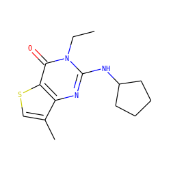 CCn1c(NC2CCCC2)nc2c(C)csc2c1=O ZINC000299835041