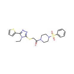 CCn1c(SCC(=O)N2CCN(S(=O)(=O)c3ccccc3)CC2)nnc1-c1cccs1 ZINC000002725932