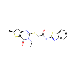 CCn1c(SCC(=O)Nc2nc3ccccc3s2)nc2c(c1=O)S[C@@H](C)C2 ZINC000004103965