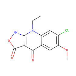 CCn1c2cc(Cl)c(OC)cc2c(=O)c2c(=O)o[nH]c21 ZINC000100413010