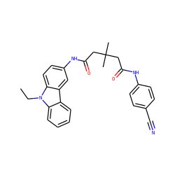 CCn1c2ccccc2c2cc(NC(=O)CC(C)(C)CC(=O)Nc3ccc(C#N)cc3)ccc21 ZINC000150130641