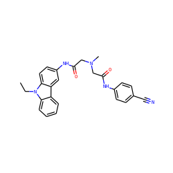 CCn1c2ccccc2c2cc(NC(=O)CN(C)CC(=O)Nc3ccc(C#N)cc3)ccc21 ZINC000218439214
