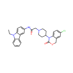 CCn1c2ccccc2c2cc(NC(=O)CN3CCC(N4C(=O)OCc5cc(Cl)ccc54)CC3)ccc21 ZINC000013612728
