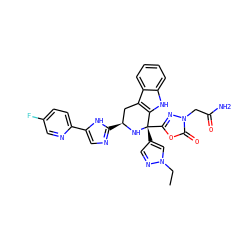 CCn1cc([C@@]2(c3nn(CC(N)=O)c(=O)o3)N[C@@H](c3ncc(-c4ccc(F)cn4)[nH]3)Cc3c2[nH]c2ccccc32)cn1 ZINC000473132687