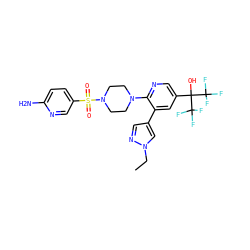 CCn1cc(-c2cc(C(O)(C(F)(F)F)C(F)(F)F)cnc2N2CCN(S(=O)(=O)c3ccc(N)nc3)CC2)cn1 ZINC000299830384