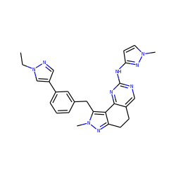 CCn1cc(-c2cccc(Cc3c4c(nn3C)CCc3cnc(Nc5ccn(C)n5)nc3-4)c2)cn1 ZINC000224947417