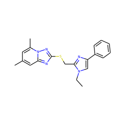 CCn1cc(-c2ccccc2)nc1CSc1nc2cc(C)cc(C)n2n1 ZINC000113421391