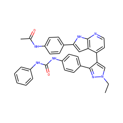 CCn1cc(-c2ccnc3[nH]c(-c4ccc(NC(C)=O)cc4)cc23)c(-c2ccc(NC(=O)Nc3ccccc3)cc2)n1 ZINC000049784086