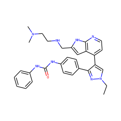CCn1cc(-c2ccnc3[nH]c(CNCCN(C)C)cc23)c(-c2ccc(NC(=O)Nc3ccccc3)cc2)n1 ZINC000049112930
