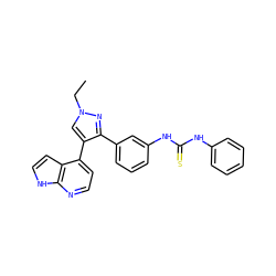 CCn1cc(-c2ccnc3[nH]ccc23)c(-c2cccc(NC(=S)Nc3ccccc3)c2)n1 ZINC000040429442