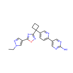CCn1cc(-c2nc(C3(c4ccc(-c5cnc(N)nc5)nc4)CCC3)no2)cn1 ZINC000096175468