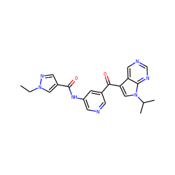CCn1cc(C(=O)Nc2cncc(C(=O)c3cn(C(C)C)c4ncncc34)c2)cn1 ZINC000169707958
