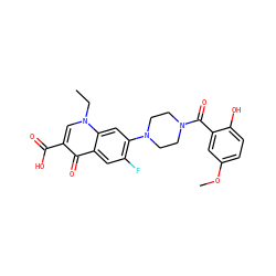 CCn1cc(C(=O)O)c(=O)c2cc(F)c(N3CCN(C(=O)c4cc(OC)ccc4O)CC3)cc21 ZINC000653699458