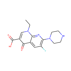 CCn1cc(C(=O)O)c(=O)c2cc(F)c(N3CCNCC3)nc21 ZINC000019594549