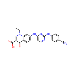 CCn1cc(C(=O)O)c(=O)c2ccc(Nc3ccnc(Nc4ccc(C#N)cc4)n3)cc21 ZINC000473130928