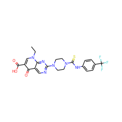 CCn1cc(C(=O)O)c(=O)c2cnc(N3CCN(C(=S)Nc4ccc(C(F)(F)F)cc4)CC3)nc21 ZINC000045259335