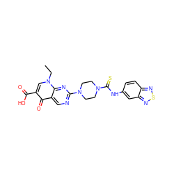 CCn1cc(C(=O)O)c(=O)c2cnc(N3CCN(C(=S)Nc4ccc5nsnc5c4)CC3)nc21 ZINC000045322869