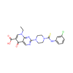 CCn1cc(C(=O)O)c(=O)c2cnc(N3CCN(C(=S)Nc4cccc(Cl)c4)CC3)nc21 ZINC000045318390