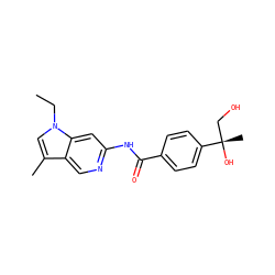 CCn1cc(C)c2cnc(NC(=O)c3ccc([C@@](C)(O)CO)cc3)cc21 ZINC000145242585