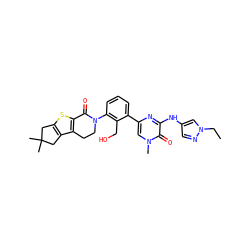 CCn1cc(Nc2nc(-c3cccc(N4CCc5c(sc6c5CC(C)(C)C6)C4=O)c3CO)cn(C)c2=O)cn1 ZINC000167721574