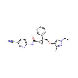 CCn1cc(OC[C@@]2(c3ccccc3)C[C@H]2C(=O)Nc2ccc(C#N)cn2)c(C)n1 ZINC000216875271