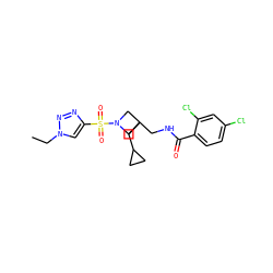 CCn1cc(S(=O)(=O)N2CC(CNC(=O)c3ccc(Cl)cc3Cl)(CC3CC3)C2)nn1 ZINC000040414293