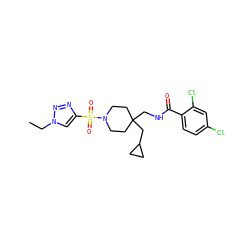 CCn1cc(S(=O)(=O)N2CCC(CNC(=O)c3ccc(Cl)cc3Cl)(CC3CC3)CC2)nn1 ZINC000040937239