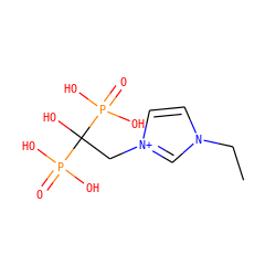 CCn1cc[n+](CC(O)(P(=O)(O)O)P(=O)(O)O)c1 ZINC000095586545