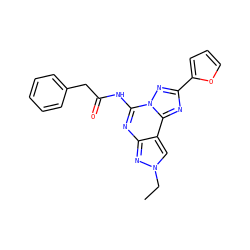 CCn1cc2c(nc(NC(=O)Cc3ccccc3)n3nc(-c4ccco4)nc23)n1 ZINC000013472373