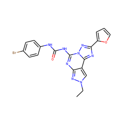 CCn1cc2c(nc(NC(=O)Nc3ccc(Br)cc3)n3nc(-c4ccco4)nc23)n1 ZINC000013472339