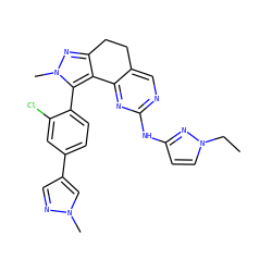 CCn1ccc(Nc2ncc3c(n2)-c2c(nn(C)c2-c2ccc(-c4cnn(C)c4)cc2Cl)CC3)n1 ZINC000224945240