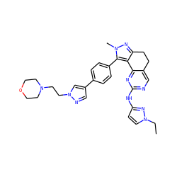 CCn1ccc(Nc2ncc3c(n2)-c2c(nn(C)c2-c2ccc(-c4cnn(CCN5CCOCC5)c4)cc2)CC3)n1 ZINC000224947305