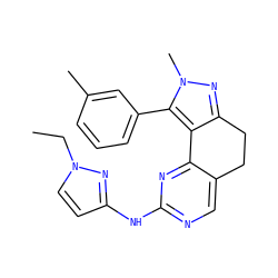 CCn1ccc(Nc2ncc3c(n2)-c2c(nn(C)c2-c2cccc(C)c2)CC3)n1 ZINC000169702338