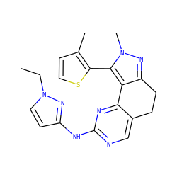 CCn1ccc(Nc2ncc3c(n2)-c2c(nn(C)c2-c2sccc2C)CC3)n1 ZINC000141173288