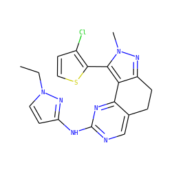 CCn1ccc(Nc2ncc3c(n2)-c2c(nn(C)c2-c2sccc2Cl)CC3)n1 ZINC000169702268