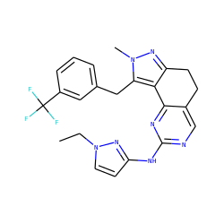 CCn1ccc(Nc2ncc3c(n2)-c2c(nn(C)c2Cc2cccc(C(F)(F)F)c2)CC3)n1 ZINC000141182848