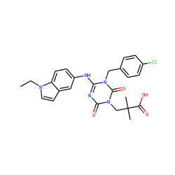 CCn1ccc2cc(Nc3nc(=O)n(CC(C)(C)C(=O)O)c(=O)n3Cc3ccc(Cl)cc3)ccc21 ZINC000200515421