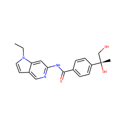 CCn1ccc2cnc(NC(=O)c3ccc([C@@](C)(O)CO)cc3)cc21 ZINC000118582954