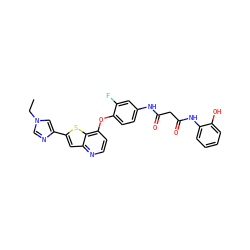 CCn1cnc(-c2cc3nccc(Oc4ccc(NC(=O)CC(=O)Nc5ccccc5O)cc4F)c3s2)c1 ZINC000049723351