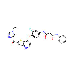 CCn1cnc(C(=O)c2cc3nccc(Oc4ccc(NC(=O)CC(=O)Nc5ccccc5)cc4F)c3s2)c1 ZINC000049678081