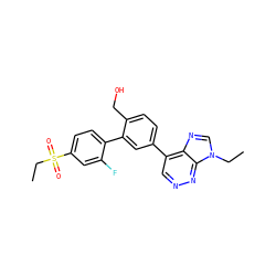 CCn1cnc2c(-c3ccc(CO)c(-c4ccc(S(=O)(=O)CC)cc4F)c3)cnnc21 ZINC000218113700