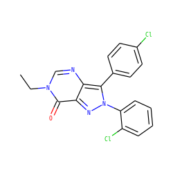CCn1cnc2c(-c3ccc(Cl)cc3)n(-c3ccccc3Cl)nc2c1=O ZINC000028568883