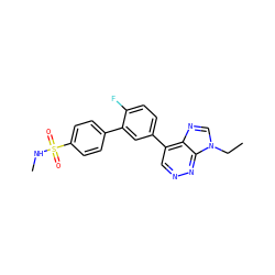 CCn1cnc2c(-c3ccc(F)c(-c4ccc(S(=O)(=O)NC)cc4)c3)cnnc21 ZINC000150235024