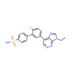 CCn1cnc2c(-c3ccc(F)c(-c4ccc(S(N)(=O)=O)cc4)c3)cnnc21 ZINC000150030505