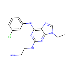 CCn1cnc2c(Nc3cccc(Cl)c3)nc(NCCN)nc21 ZINC000001546571