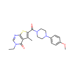CCn1cnc2sc(C(=O)N3CCN(c4ccc(OC)cc4)CC3)c(C)c2c1=O ZINC000004056947