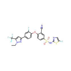 CCn1nc(-c2ccc(Oc3ccc(S(=O)(=O)Nc4ncc(F)s4)cc3C#N)c(F)c2)cc1C(F)(F)F ZINC000095584720