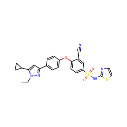 CCn1nc(-c2ccc(Oc3ccc(S(=O)(=O)Nc4nccs4)cc3C#N)cc2)cc1C1CC1 ZINC000095584485