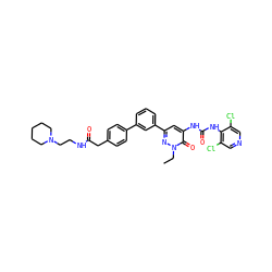 CCn1nc(-c2cccc(-c3ccc(CC(=O)NCCN4CCCCC4)cc3)c2)cc(NC(=O)Nc2c(Cl)cncc2Cl)c1=O ZINC000068243773